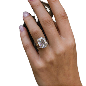 J&C 10K Yellow Gold Fancy Engagement <b>Ring</b> with Asscher Cut Moissanite Diamond Stone Fine Jewelry for Women and <b>Men</b> - Product Image 4