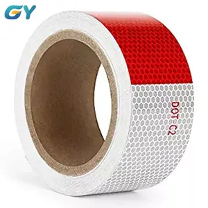 50Mm Rood-Wit DOT-C2 Reflecterende Tape Licht Reflecterende Tape Micro Prisma Reflecterende Tape Reflecterende Materiaal