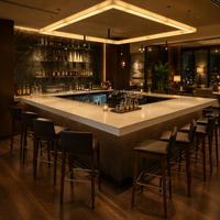 Comptoir de bar complet en pierre artificielle de haute qualité avec design carré personnalisé et chaise pour salon