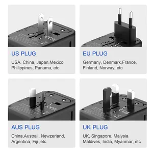 Bộ Chuyển Đổi Du Lịch Thông Dụng 4 Cổng USB Type C Với Bộ Sạc Du Lịch Thông Dụng Tương Thích Điện Áp Toàn Cầu US UK EU AU