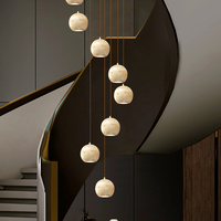 Nouveau lustre en marbre moderne pour villa duplex, lustre long pour escalier, lampe suspendue de luxe, design de salon, luminaires suspendus