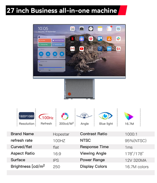 27-Inch I5-12450H All-in-One PC with SSD Storage and DDR5 RAM for Office Home Business & Gaming Use