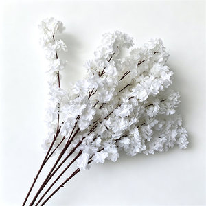 Fleurs de <span class=keywords><strong>cerisier</strong></span> artificielles L-220 abordables, <span class=keywords><strong>en</strong></span> soie, blanches, réalistes, style Sakura japonais, pour décoration de mariage, maison, Noël, <span class=keywords><strong>en</strong></span> gros - Product Image 3