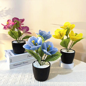 Fleurs artificielles Paulon, tulipes imprimées en 3D, bonsaï, décoration intérieure, plantes en pot, rose rouge, jaune, bleu, violet, blanc - Product Image 1