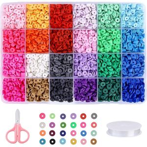 Disques en argile polymère, 24 couleurs, perles circulaires pour travaux manuels, kit de fabrication de bijoux DIY avec ciseaux et ficelle - Product Image 1