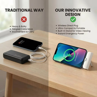 Batterie externe compacte à chargement rapide, directement de l'usine, avec prise Type-C intégrée, cordon de transport, chargeur d'urgence portable, logo personnalisé, vente en gros