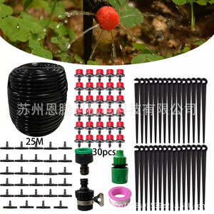 Sistema de riego por goteo con tubería de 25 m, 30 cabezales, kit de riego de jardín de PVC negro para macetas - Product Image 1
