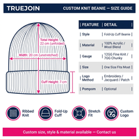 Gorro de Punto Acrílico con Puño Plegable, Bordado con Logotipo Personalizado OEM Directo de Fábrica, Cálido para Invierno, Venta al Por Mayor, Unisex, para Adultos