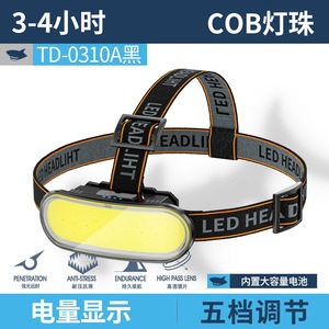 ไฟหน้าแบบชาร์จไฟได้ Smiling Shark COB ชนิด Type-C ไฟส่องสว่างแบบ LED - Product Image 5