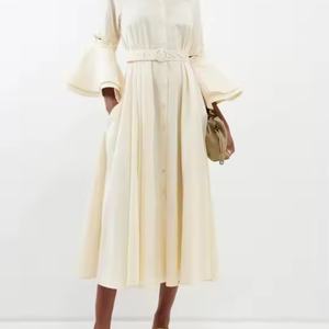 Robe décontractée élégante brodée à manches évasées respirante sur mesure 2025 pour femme – Vente en gros - Product Image 5