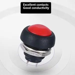 Push Button Switch PBS-33B Cut-out 12MM Self Reset Unlocked Switch Mushroom Type Horn Waterproof Button