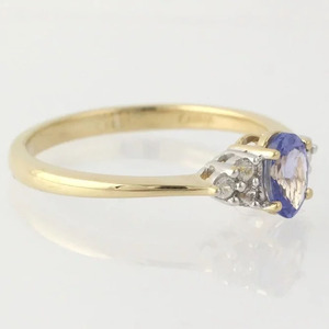 Gold Plated 925 Sterling Silver Opal &amp; Tanzanite Tiny <strong>Dainty</strong> <strong>Ring</strong> - Product Image 4