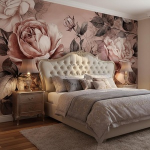 Papel Tapiz Floral Removible e Impermeable para Decoración de Paredes de Sala de Estar y Dormitorio, Mural de Flores de Peonía Rosa Vintage - Product Image 3