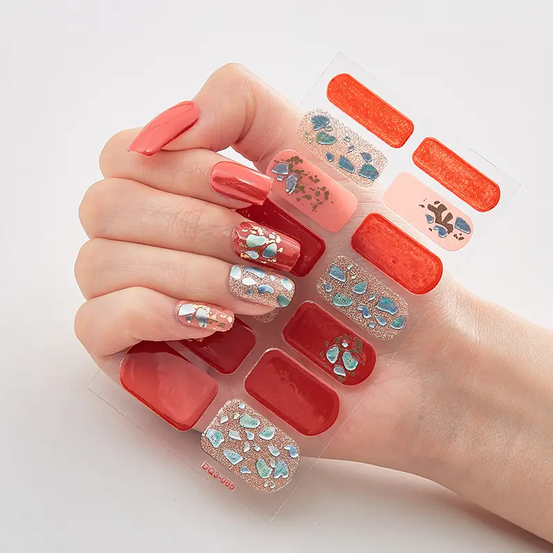 Nieuwe Gel Nail Sticker Met Uv Gel Nail Wraps Gel Strip Nail Stickers Semi-Cured Groothandel