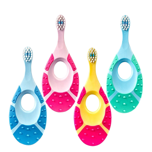 Brosse à dents ergonomique pour tout-petits avec anneau antidérapant, manche en silicone sûr, brosse à dents souple, ensemble de brosses à dents OEM - Product Image 2