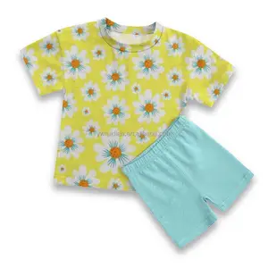 Kids Clothing 2024 Cheap China Wholesale Clothing Custom Logo Kids T-Shirt Puff Printing Kids T-Shirt Pant Set Trending