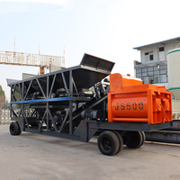 Centrale à béton mobile 500 avec 3 entrepôts, de haute qualité et à prix abordable, silo à poudre motorisé, entraînement hydraulique, prête à l'emploi