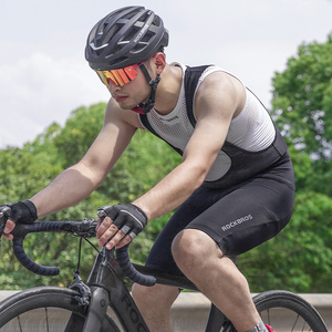 Salopette de cyclisme pour homme, pantalon à bretelles à manches courtes, ensemble de vêtements de cyclisme à coussin 3D, salopette de sport, short de cyclisme noir - Product Image 3