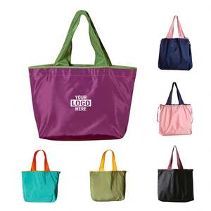 Bolsas de Compras Impermeables con Logotipo Personalizado, Bolsas de Compras Plegables con Cordón de Gran Capacidad, Bolsas de Hombro Ecológicas Reciclables - Product Image 1