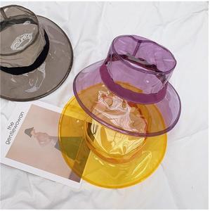 Moda PVC plástico pescador mujeres transparente cubo sombrero con cinta - Product Image 5