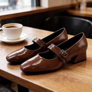 Zapatos de Tacón Cuadrado de 3 cm de Cuero Genuino Mary <span class=keywords><strong>Jane</strong></span>, Tendencia de Moda de Alta Gama, Ligeros y Cómodos para Mujer, Verano Otoño - Product Image 2