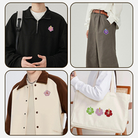 Écussons brodés pour vêtements de mode, à repasser, personnalisés, en forme de fleur