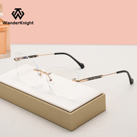 À la mode nouveau oeil de chat sans cadre bleu lumière bloquant les lunettes en métal pour les femmes sans monture lunettes cadres Monturas Opticas