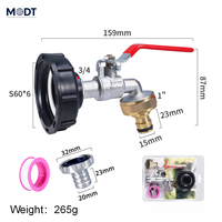 Adaptateur de robinet pour réservoir IBC, connecteur de robinet en alliage, vanne, accessoires pour baril, joint en laiton, buse d'eau 1/2 3/4 pouce