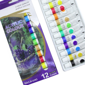 Buena calidad 12 colores pigmento acrílico <span class=keywords><strong>pintura</strong></span> de pared impermeable textil tubo de aluminio niños piedra Diy traje pintado - Product Image 4