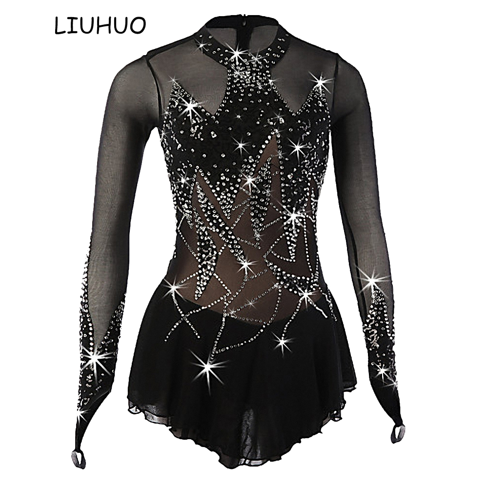 Aiihoo Girls Sparkly Figure Ice Skating Leotards Dress Long Sleeve Gymnastics Ballet Dance Tutu Dress White 14