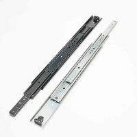 Correderas telescópicas de extensión total de 53 mm de alta resistencia con rodamientos de bolas de 90 kg para cajones de RV, caravanas, furgonetas y gabinetes marinos, con bloqueo, color negro.