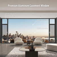 Fenêtres à battants en aluminium insonorisées à rupture de pont thermique, double vitrage, pour balcon de villa, économie d'énergie, ouverture latérale