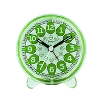 Grüne Lehruhr Kristall dekoration leiser Piepton Alarm Quarz analoger Tisch Wecker für Kind