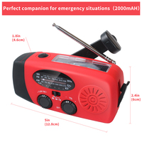 Radio météo portable d'urgence solaire à manivelle dynamo NOAA avec lampe de poche et chargeur de téléphone portable, 2000 mAh, 6000 mAh, 10000 mAh