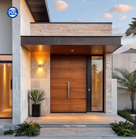 Meilleures ventes, prix d'usine - Dernier design de porte en bois, porte principale de villa, double porte, bois massif, porte extérieure en bois