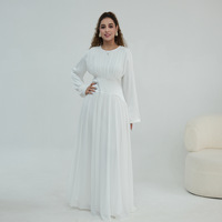 Vêtements islamiques d'été, corset, jupe fluide en mousseline de soie, robes modestes, abaya, robe musulmane pour femmes, plissée, évasée, manches longues