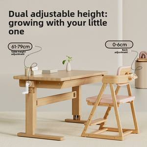 Ensemble bureau et chaise d'étude pour enfants <span class=keywords><strong>Igrow</strong></span>, pour les élèves du primaire, réglable à manivelle, design minimaliste, bois de hêtre - Product Image 3
