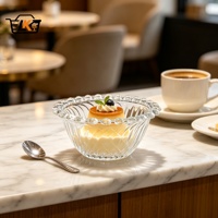 Bol de petit-déjeuner en verre sans plomb style Ins, avec perles, pour yaourt, flocons d'avoine, dessert transparent, crème glacée, fruits, ou rangement de bijoux
