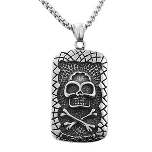 Collar con Colgante de Calavera de Acero Inoxidable, Diseño Geométrico Punk Retro para Hombre, 19050 - Product Image 5
