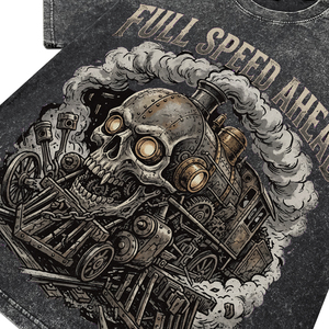 Camisetas Oversize para Hombre con Estampado Steampunk de Tren y Lavado Ácido, de Algodón Suave, Transpirables y de Alta Calidad para Venta al por Mayor - Product Image 3