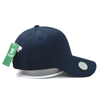 Casquette de baseball unisexe en polyester imperméable à 6 panneaux avec logo brodé personnalisé en lettres bleues, mode extérieure