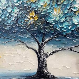 <span class=keywords><strong>Cuadro</strong></span> Decorativo <span class=keywords><strong>de</strong></span> Pared con Árbol <span class=keywords><strong>de</strong></span> <span class=keywords><strong>la</strong></span> <span class=keywords><strong>Vida</strong></span>, Pintura al Óleo Abstracta Texturizada Hecha a Mano, Pintura en Lienzo con Flores Azules para Decoración <span class=keywords><strong>de</strong></span> Sala <span class=keywords><strong>de</strong></span> Estar - Product Image 2