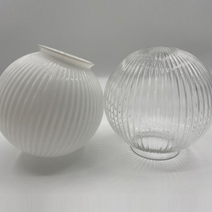 Paralume in Vetro Soffiato a Mano, Diametro 200mm, Grigio Ambrato Trasparente, Rotondo Scanalato, per Lampada a Sospensione o <span class=keywords><strong>Lampadario</strong></span> - Product Image 5