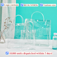 Sac de courses réutilisable en PVC transparent à fond carré, personnalisable avec logo, étanche, pour supermarché, emballage transparent, prix compétitif
