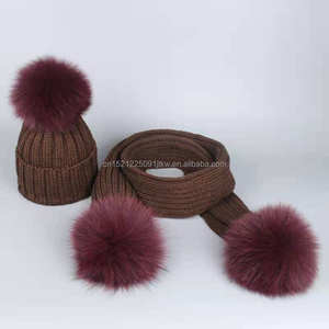 Chapeau d'hiver populaire femmes <span class=keywords><strong>béret</strong></span> chapeau fausse fourrure de renard Pom Pom chapeau - Product Image 4