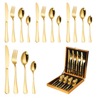 Ensemble de Couverts de Luxe Moderne en Or et Argent Sterling, en Acier Inoxydable, Écologique, Léger et Portable, Vente en Gros