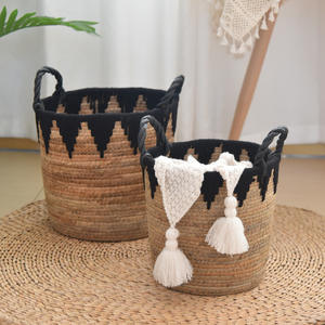 Panier de rangement <span class=keywords><strong>en</strong></span> <span class=keywords><strong>corde</strong></span> de banane tressé à la main, style nordique, écologique, grande capacité, pour la maison, panier à linge, articles ménagers, jouets - Product Image 2