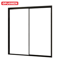 Pintu Geser Patio Kaca Tempered Berlapis Ganda Aluminium Hitam Rangka Tipis Modern OPUOMEN NFRC Tahan Badai