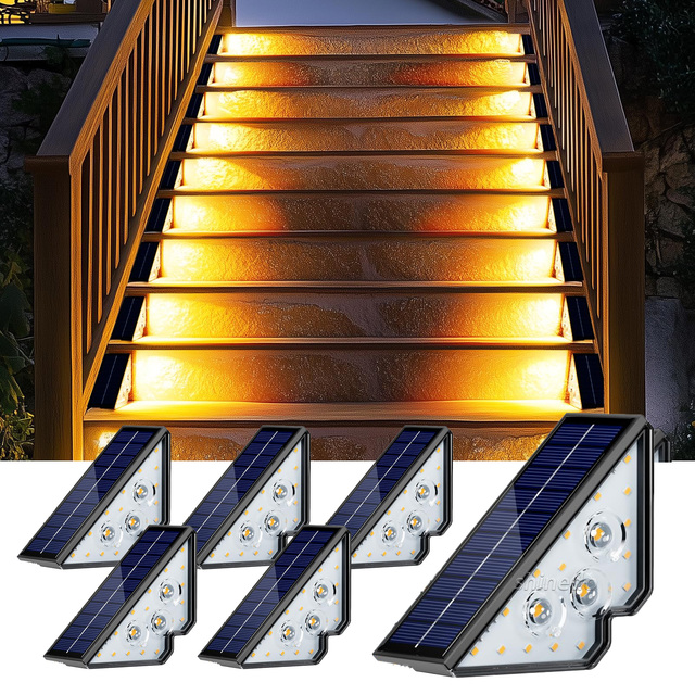 IP65 Waterproof Solar Power LED Step Light Garden Motion Sensor Exterior Stair Lamp Deck Sidewark Solar Step Deck Lights Outdoor