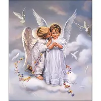 European style Cute little angel kiss diy oil painting by numbers